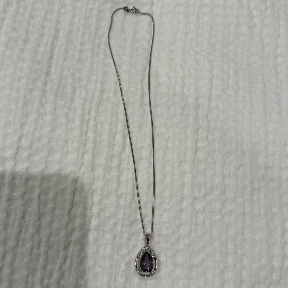 Purple gem sterling silver pendant necklace - Picture 5 of 7